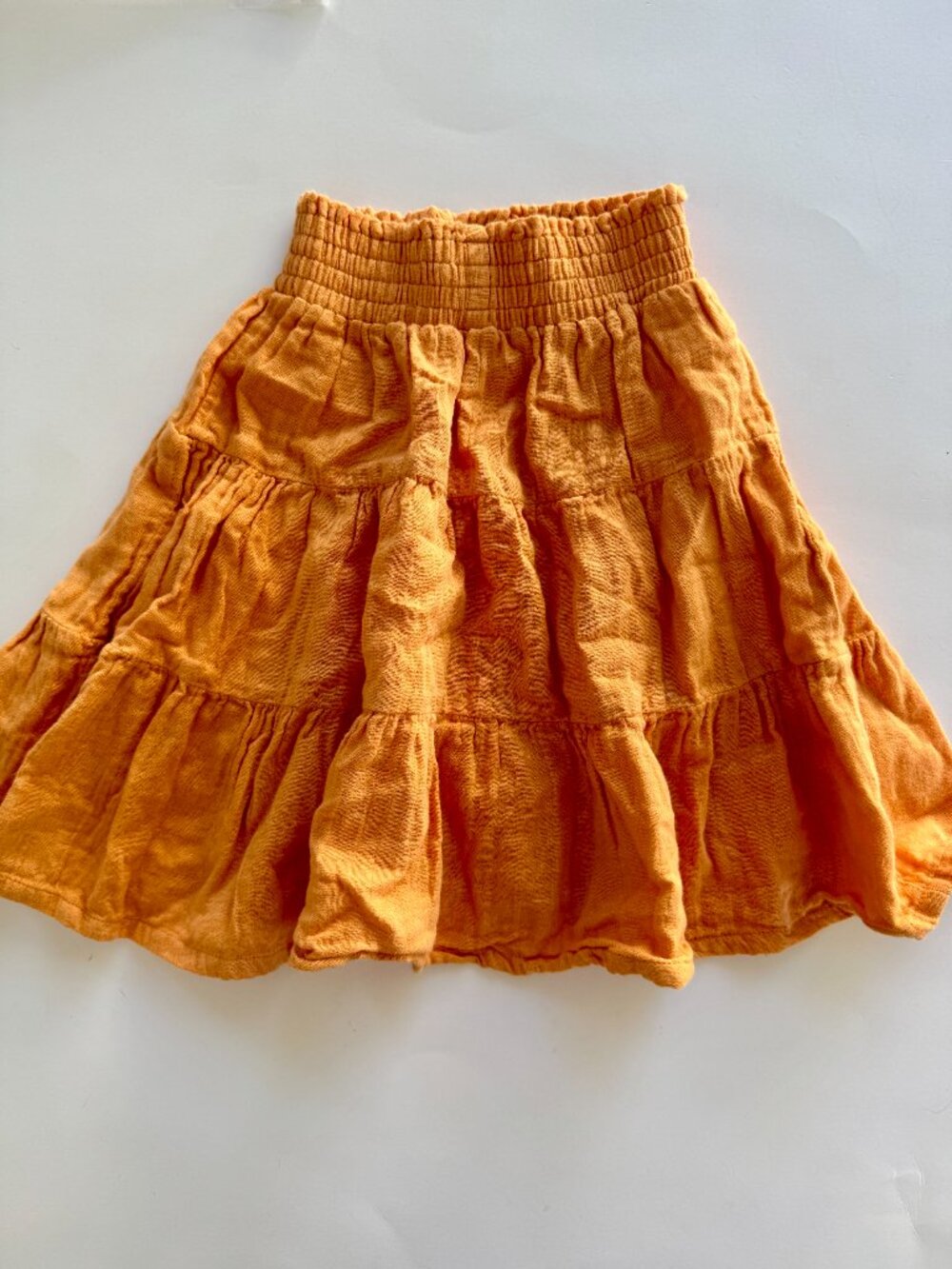 Kate Quinn Organic Gauze Tiered Smocked Skirt Mustard 18-24M